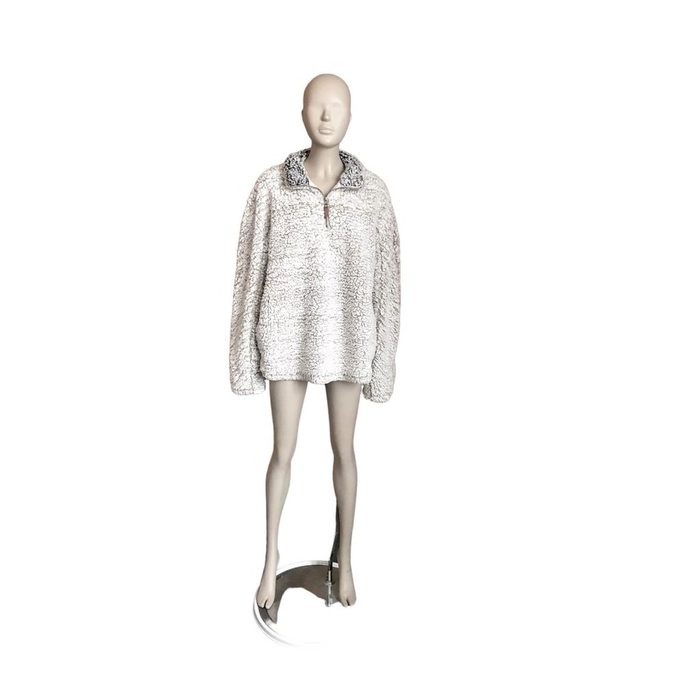 Thread & Supply Gray Sherpa Quarter Zip Pullover